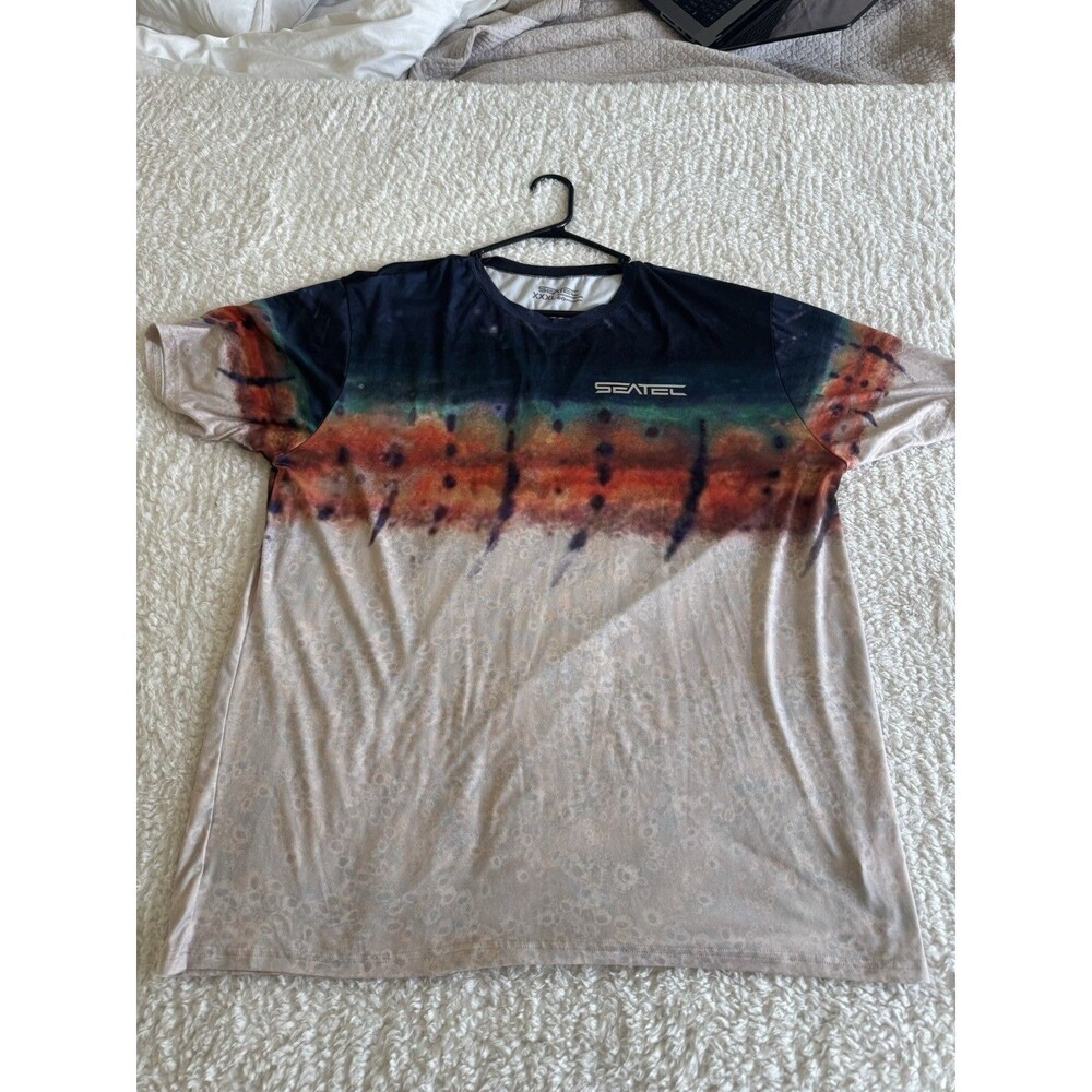 seatec shirt XXXL Sun Shirt Men’s Grey Orange Bright UPF Fishing Short Sleeve